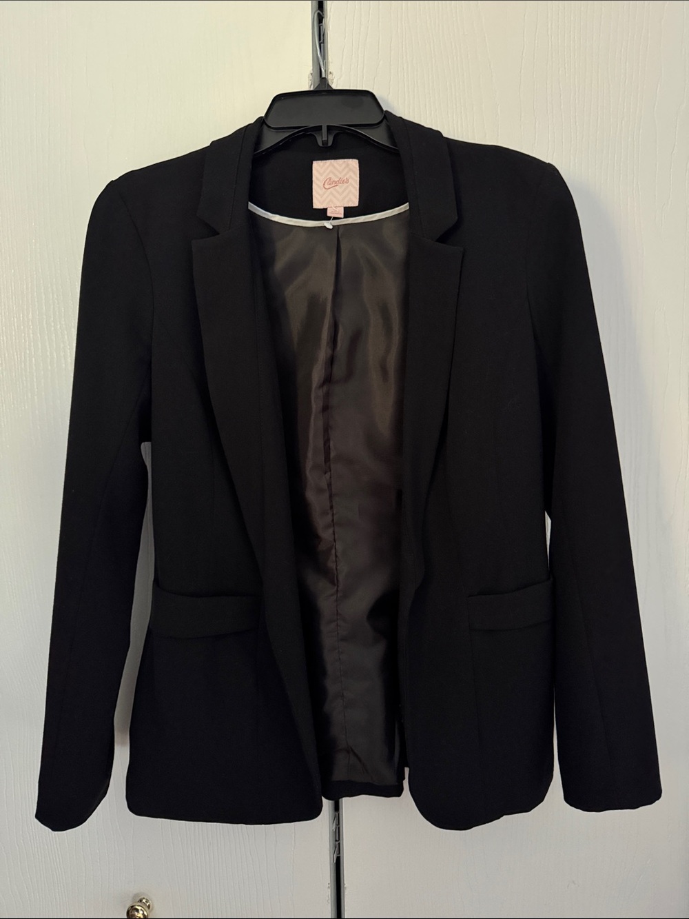 Candie's Black Women's Open-Front Blazer